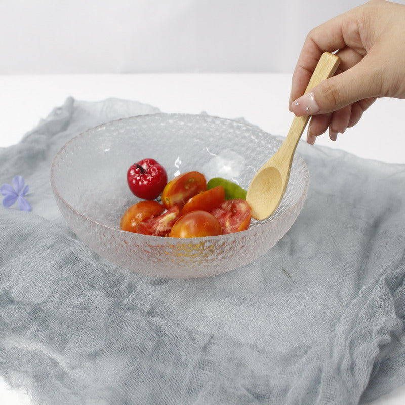 Professional custom round hammered glass kitchen salad bowl frosted glass bowl kitchen home