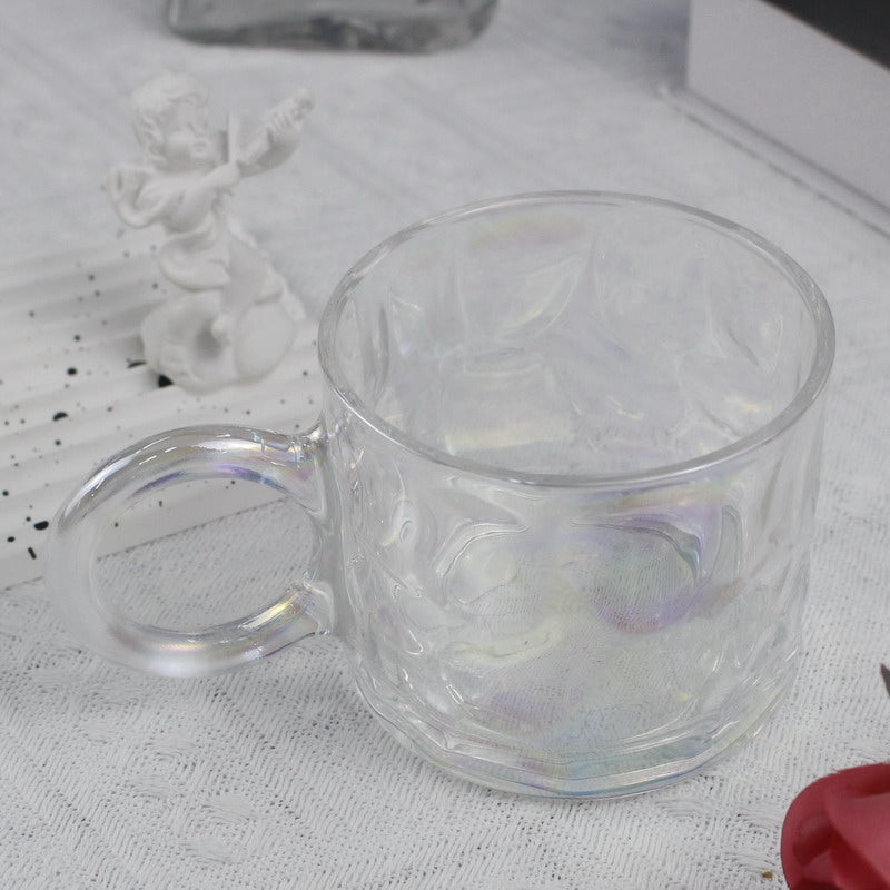 Embossed Transparent Coffee Milk Cup Tea Cold Drink Juice Glass Cups with lid