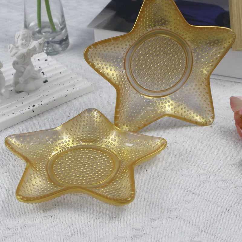 Hot sale creative starfish shaped glass charging plate for kitchen restaurant fruit dessert cake