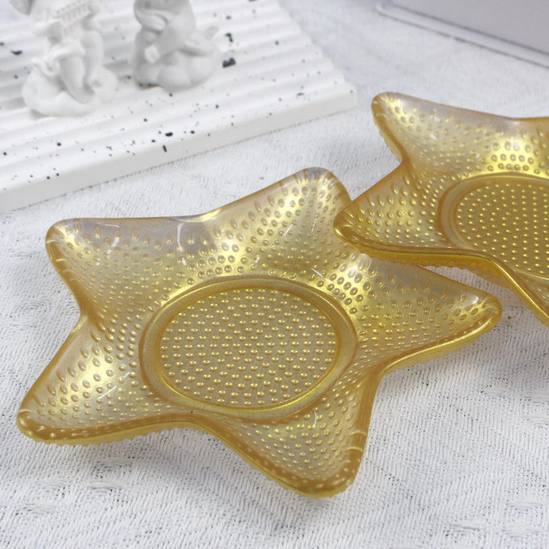 Hot sale creative starfish shaped glass charging plate for kitchen restaurant fruit dessert cake