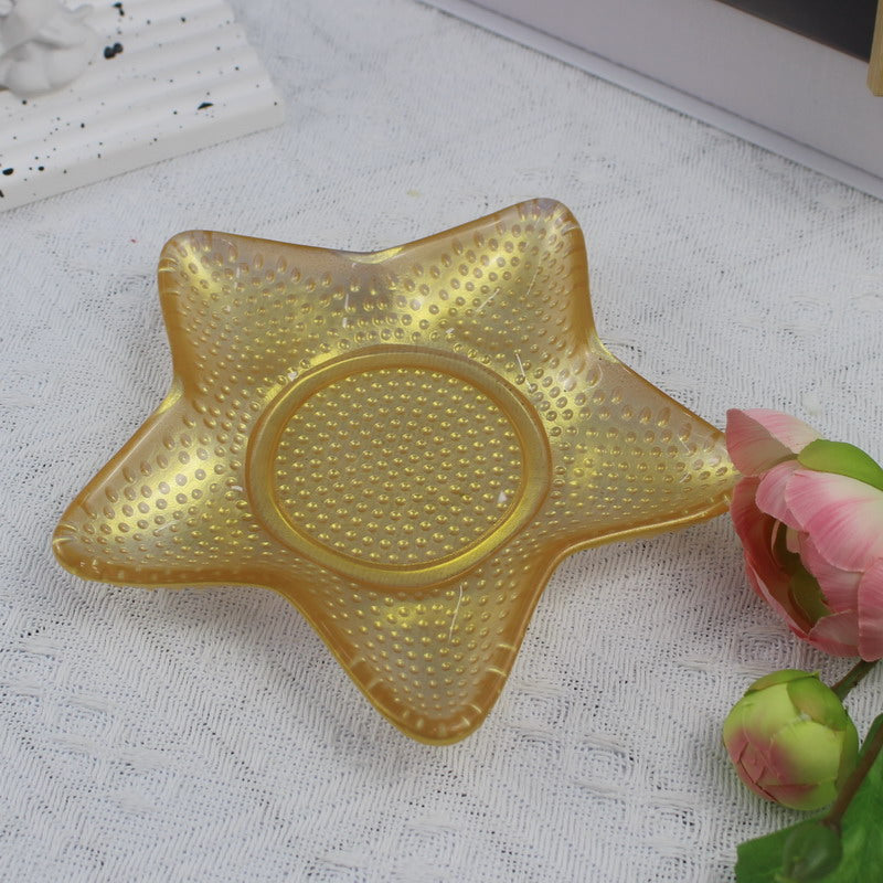 Hot sale creative starfish shaped glass charging plate for kitchen restaurant fruit dessert cake