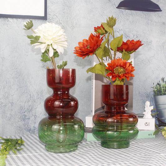 Fashion style Luxury home decoration Colorful hand blown large flower glass vases