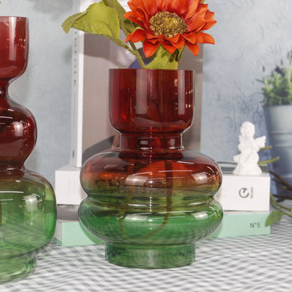 Fashion style Luxury home decoration Colorful hand blown large flower glass vases